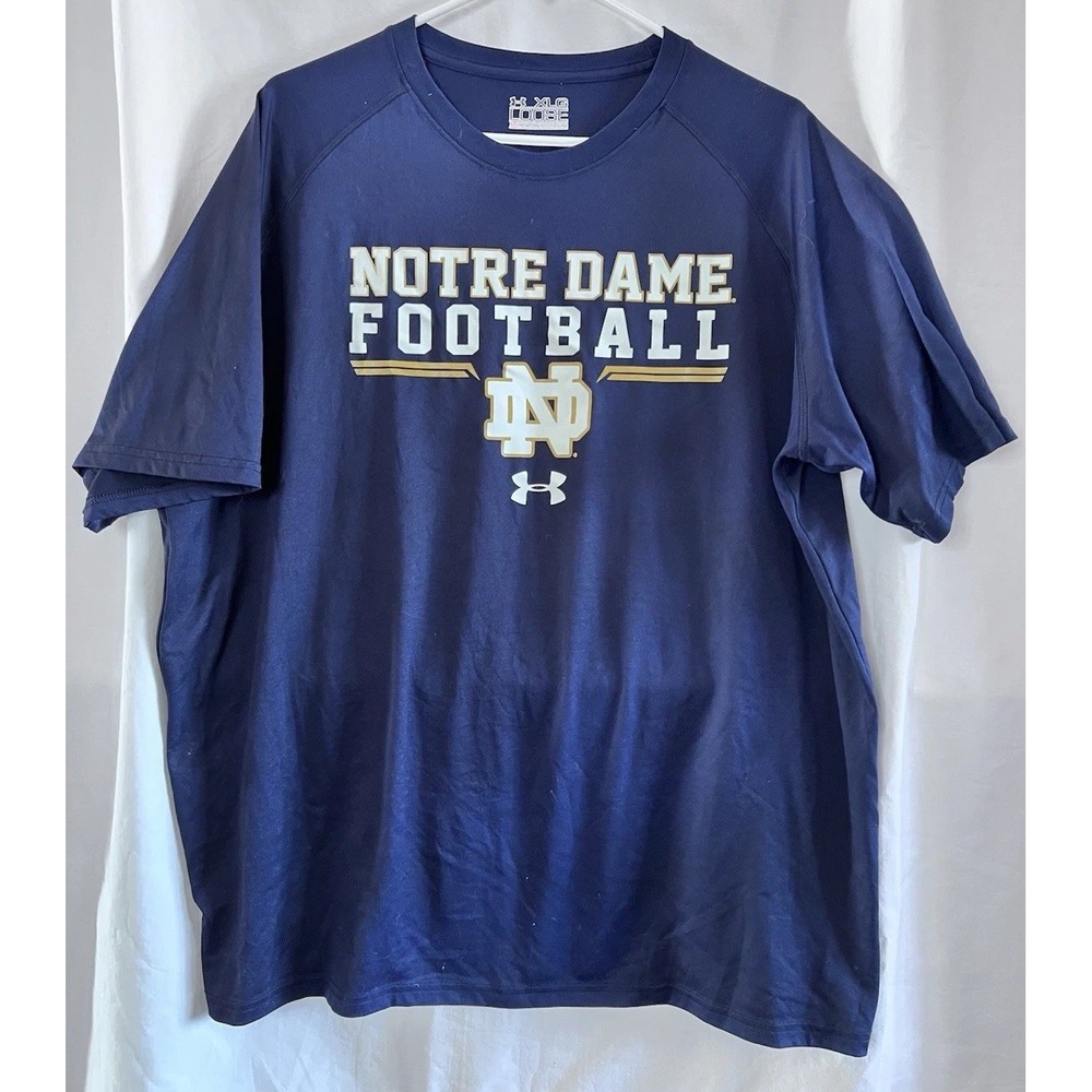 Under Armour Shirt Notre Dame Men's Navy Sz XL Loose Fit Athletic Football